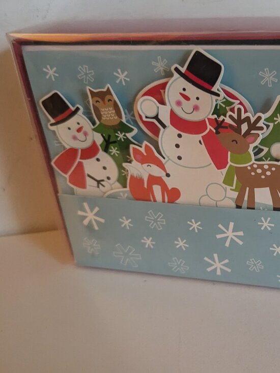NWT 8 Pop-Up Snowman Winter Christmas Holiday Cards Paper Magic Group Open Box - Picture 5 of 11
